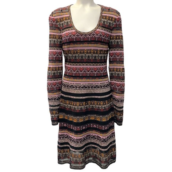 M Missoni Burgundy / Pink Striped Knit Dress - Picture 1 of 4